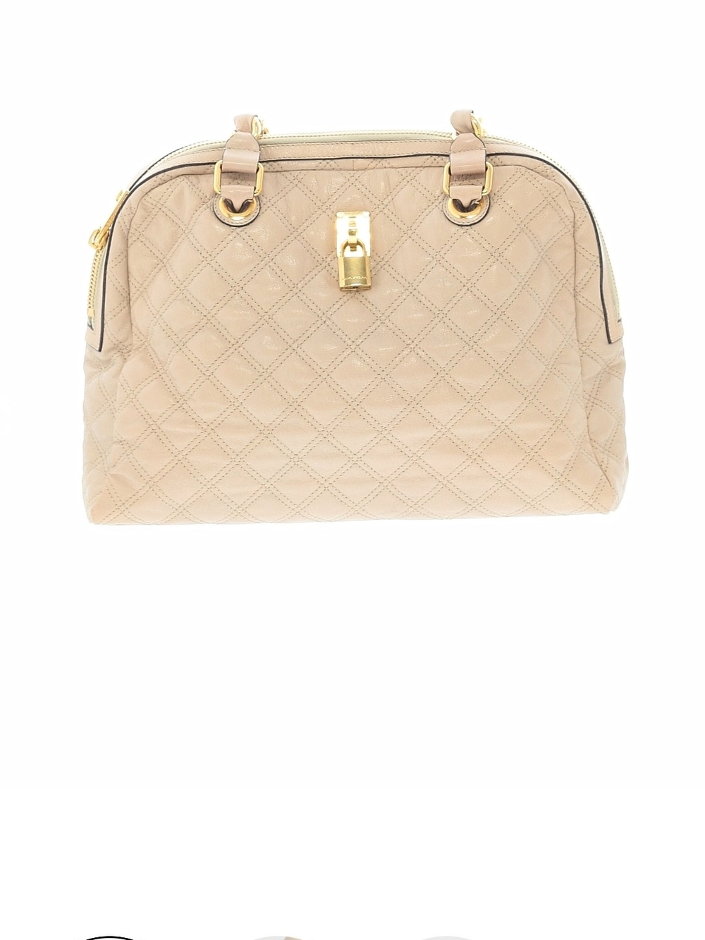 Marc Jacobs Quilted Beige Leather Dome Satchel with Gold Hardware